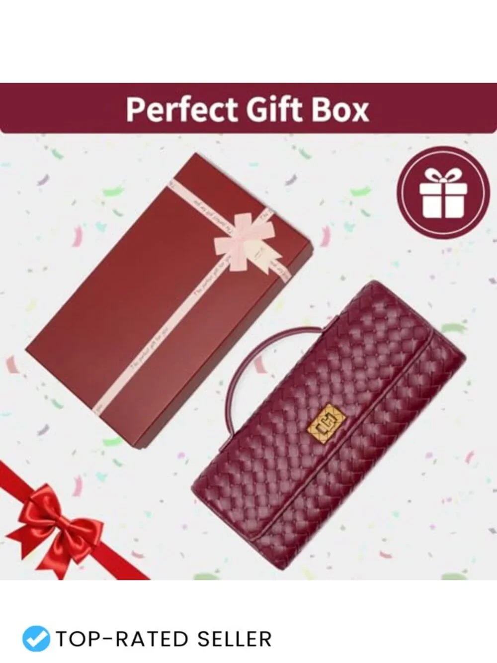 Handwoven PU Leather Evening Bag Clutch Crossbody with Removable Strap